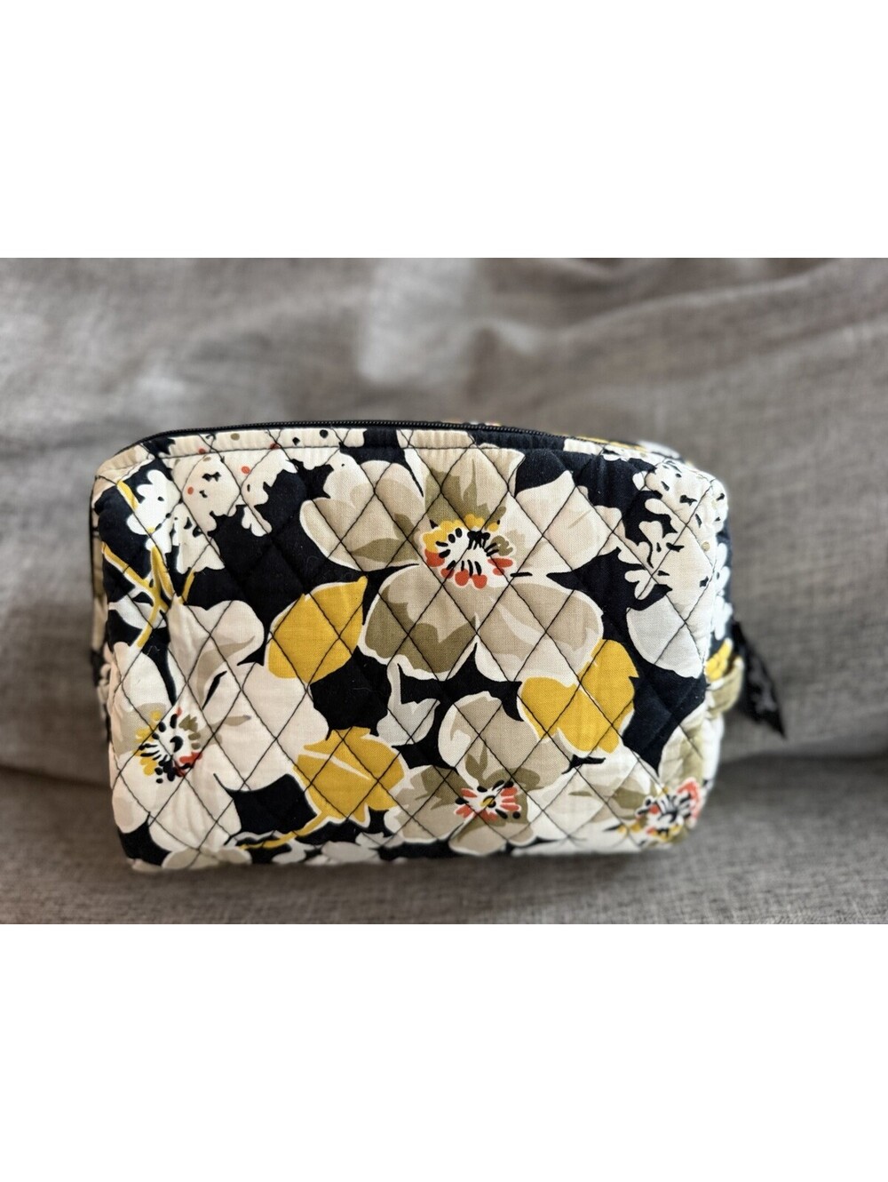 Vera Bradley Cosmetic Bag In Dogwood Lined Black Yellow Floral Makeup Pouch